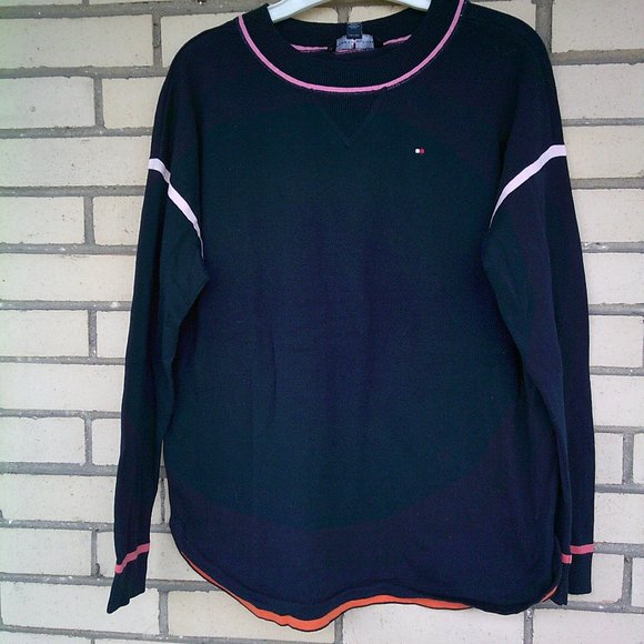 Over-Sized Black Pink Striped Sleeve Sweatshirt - Picture 2 of 5